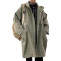 Mid-Length Trench Coat Men's Korean-Style Trendy All-Matching ins Hooded Hooded Jacket Autumn Top Fashion Brand Autumn Coat. 
