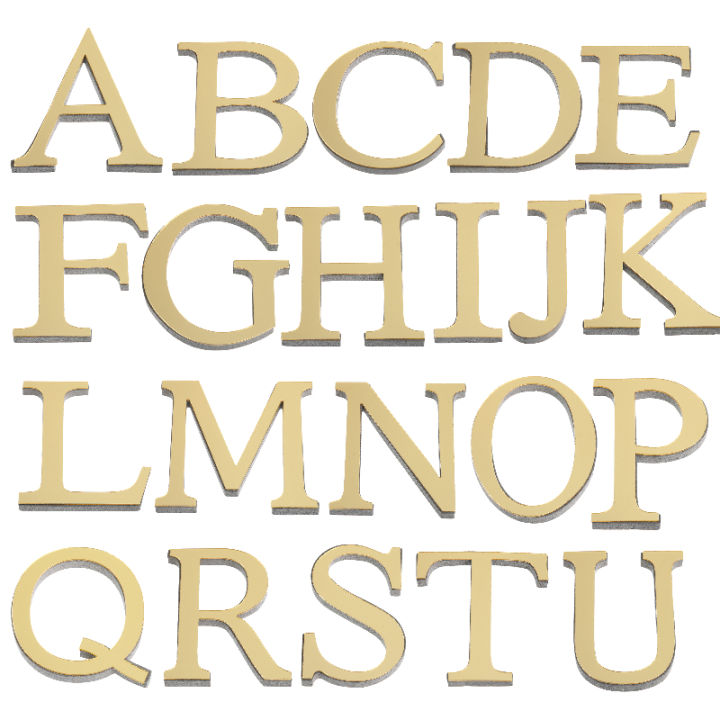 26 Letters DIY 3D Mirror Acrylic Wall Sticker Decals Home Decor Wall ...