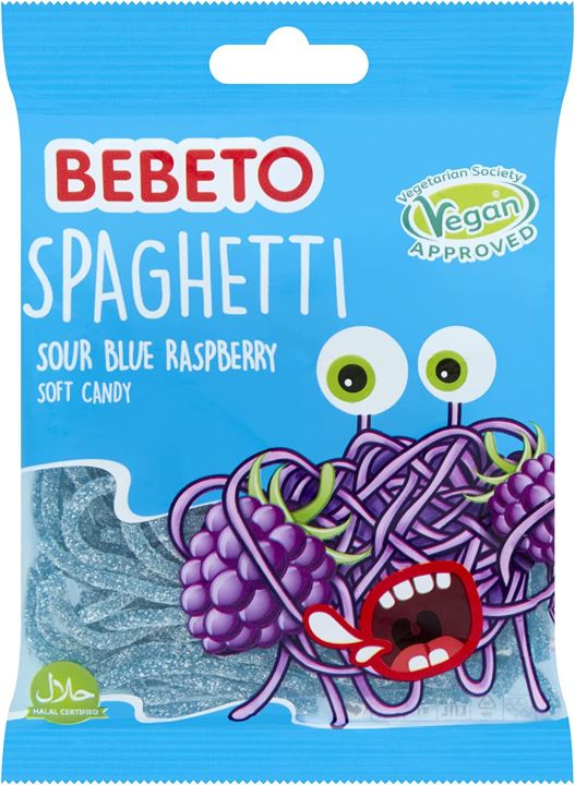 Bebeto Spaghetti Sour Blue Raspberry Soft Candy (70g)