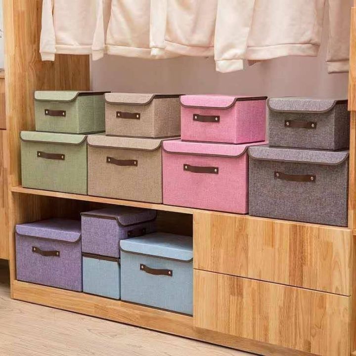Susan1188 2in1 Plain Color Foldable Storage Box Organizer With Cover set