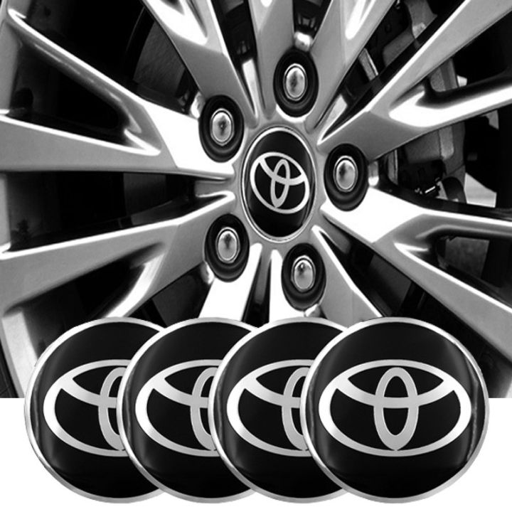 4pcs Car-Styling Emblem Wheel Center Hub Cap Stickers with Toyota Logo Tire Badge Auto for Vios Innova Fortuner Wigo