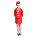 Captain Role Play Stewardess Pilot Costume Boy Girl Cosplay Children's Day Halloween Costume for Kids Fancy Aircraft Clothing. 