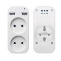 1pcs European Plug Conversion Plug Multifunctional Socket Portable Dual Usb Port German French Socket. 