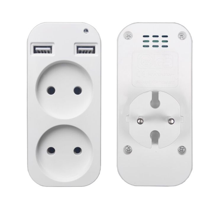 1pcs European Plug Conversion Plug Multifunctional Socket Portable Dual Usb Port German French Socket