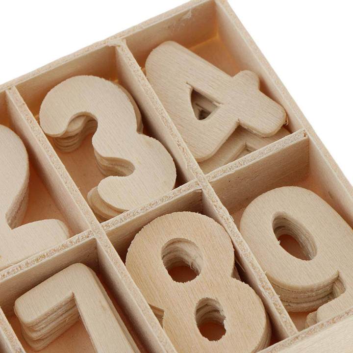 4x60x Wooden Number 0-9 Unpainted Education Numbers Kid's Early Learning