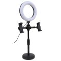 Desktop Ring Light for Selfie and Phone, 3 Colors Dimmable LED Light for Live Makeup Desktop Mobile Phone Tabletop Stand with Selfie Ring Light, 3 Light Modes, 3 Mobile Clips, 360° Rotating Clips,. 