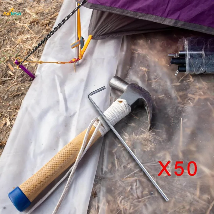 50Pcs%20Tent%20Pegs%2020cm%20Garden%20Stakes%20Nails%20Aluminum%20for%20Outdoor%20Camping%20Sturdy%20-%20Image%202