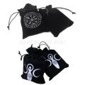 【LuxeGlow】Velvet Moon Phase Goddess Tarot Storage Bag Rune Board Game Card Drawstring Package 7"x5" Drop Shipping. 