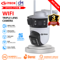ITECH 12MP WiFi Outdoor Camera 6K Three Lens, Three Screen Motion Detection, Night Vision, Two-Way Audio Baby Surveillance CCTV Camera WT. 