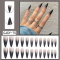 24Pcs Sharp End Stilettos Nail Black Extra Long False Nails Stiletto Tips UV Gel Manicure Easy Apply Artificial Nails Salon. 