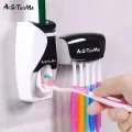 Toothbrush Toothpaste Stand Holder Bathroom Storage Organizer Automatic Toothpaste Dispenser With Toothbrush Holder Squeezer Kit Automatic Toothpaste Dispenser Wall Mount Toothbrush Holder 5 Toothbrush Slot With Dustproof Cover. 
