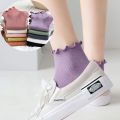 Kawaii Spring Summer Super Thin Cotton Ankle Short Women's Socks Boat Socks Frilly Ruffle Socks. 