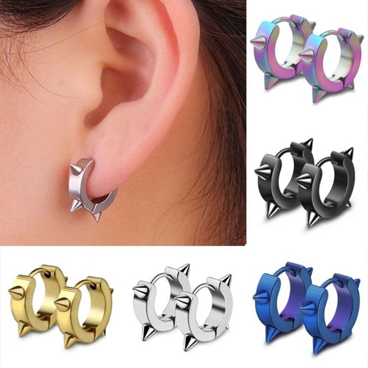 earings%20for%20men%20hikaw%20for%20boys%20earings%20for%20men%202%20Pcs%20Men%20Rivet%20Geometric%20Spike%20Stainless%20Steel%20Fashion%20Stud%20Earring%20Hoop%20Earrings%20Accessories%20Jewelry%20-%20Image%209