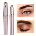 Eyebrow Hair Remover with LED Light - Battery  Electric Precision Eyebrow Trimmer for Women - Painless Portable Eyebrow Razor – For Lips, Nose, Chin - Flawless Hair Remover Flawless Facial Hair Remover - White & Gold. 