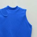 Trending Style Cut Out Turtle Neck Crop Top High Quality Stretchy Not See Thru Super Thick Cotton Rib Fabric 220 Gsm, Sleeveless Close Neck Casual Slim Fit Mock Neck Tee Tops Going Out Tops For Party Wear / T-Shirt In green, Blue And White Colors For Wome. 