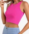 Ribbed Round Neck Casual Sleeveless Crop Tank  Top. 