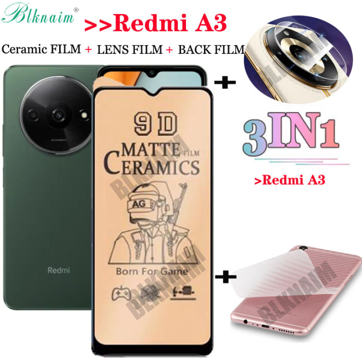 BLKNAIM 3 in1 For Redmi A3 Matte ceramics film Tempered Glass For Redmi A3 Screen Protector For Redmi A3 Lens Glass