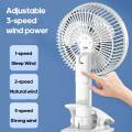 Portable Desktop Fan with Clip Cordless Rechargeable 1200mAh Fan Ventilator Cooler Multifunction Handheld Fan 3 Speed. 