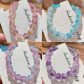 Women's Cracked Quartz Crystal Beaded Round Glass Beads Stretch Bracelet Bangle Bracelets Women Girl Charm Wrap Jewelry. 