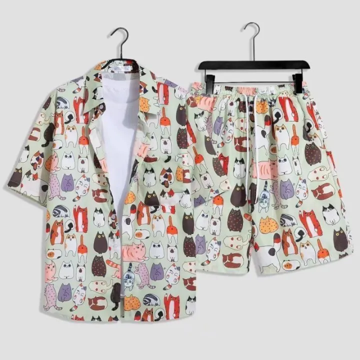 Summer%20Island%20Clothing%20Hainan%20Island%20Sanya%20Hawaii%20Printed%20Shirt%20Beach%20Suit%20Trendy%20Beach%20Pants%20Cool%20Seaside%20Style%20-%20Image%204