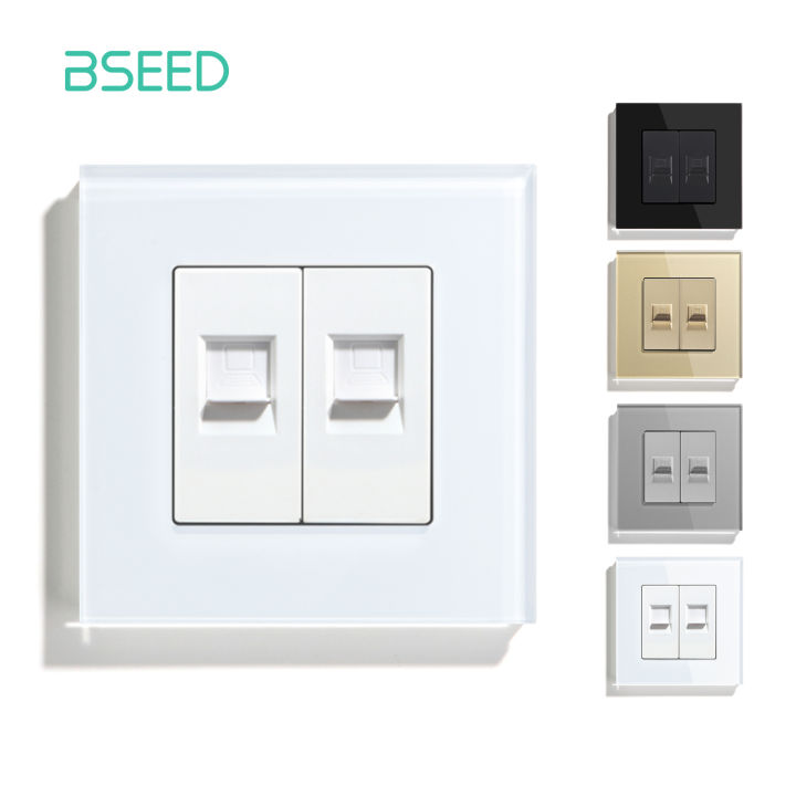 BSEED Double CAT5 Network Data Socket Internet RJ45 CAT6 PC Wall Outlet ...