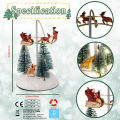 Christmas Village Animated Flying Sleigh Accessory Figurines, Lights Musical with Rotating Santa Sleigh Holiday Decorations. 