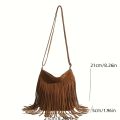 【ThinkWay】Boho Style Tassel Crossbody Bag Vintage Suede Shoulder Bag Casual Fringe Messenger Bag For Women. 