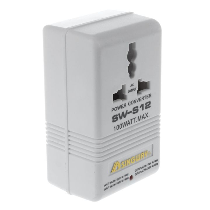 SINGWAY 100W 110V/120V to 220V/240V Step-Up&Down Voltage Converter Transformer Travel White