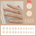 24PCS French False Nails Wearable Waterproof Press On Nail Art Full Coverage Faux Solid Color Nail Tip Accessories Tool Mzea. 