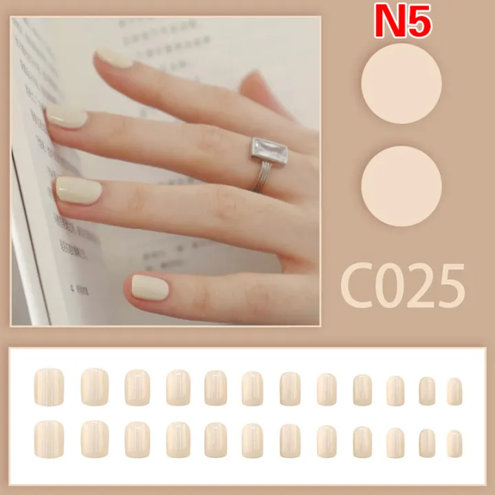 24PCS%20French%20False%20Nails%20Wearable%20Waterproof%20Press%20On%20Nail%20Art%20Full%20Coverage%20Faux%20Solid%20Color%20Nail%20Tip%20Accessories%20Tool%20Mzea%20-%20Image%208