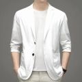 Spring Summer Men Ice Silk Thin Casual Sunscreen Blazer Fashion Casual Male Clothes Long Sleeve Big Size Slim Solid Blazers Coat. 