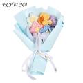 ECHIDNA Crochet Flower Bouquet Vibrant Color Colorful Hand Woven Flower Bouquet Valentine's Day Gift. 