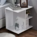 VTEC HOME Modern End Side Table with Rolling Wheels, Bedside Table with Open Shelf, Night Stand Storage Shelf - BC600. 