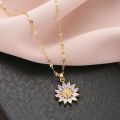 Glamon Stainless Steel Sunflower Necklace For Girls High-Quality Gold Chain Jewelry Gift for Girls Korean Fashion Choker Style Zircon Pendant. 