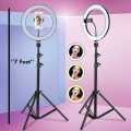 10 Inch Selfie Ring Light, LED Ring Light with 7 feet Tripod Mount and Phone Holder, Desktop Circle Light for YouTube Video, TikTok, Live Stream, Makeup - Beauty Ring Light for iPhone and android cell phone + Free Gift. 