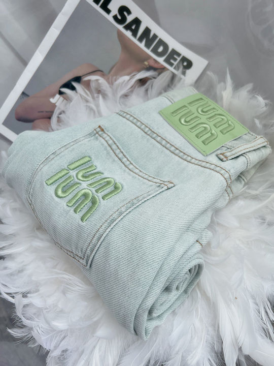 Mint%20Mambo%20Light%20Color%20Soft%20Jeans%20Women's%20Summer%20Thin%20Embroidery%20High%20Waist%20Straight%20Loose%20Slimming%20plus%20Size%20Wide%20Leg%20Pants%20-%20Image%205