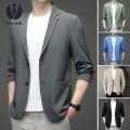 Prism Men Lightweight Suit Coat Men's Formal Business Suit Coat Lapel Long Sleeve Jacket Anti-wrinkle Solid Color Cardigan Style Formal Occasion Suit Coat. 