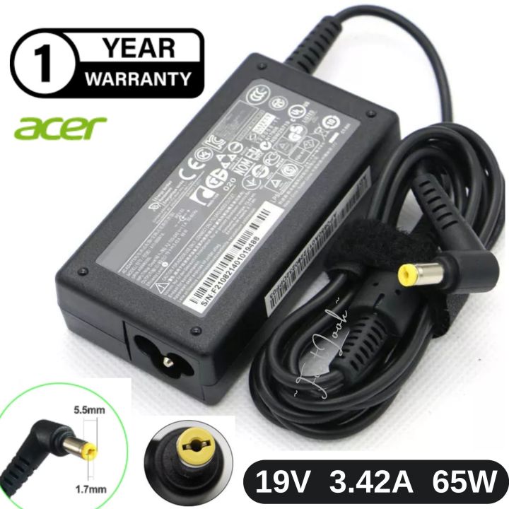 19V 3.42A 65W AC Adapter Charger | For Acer Aspire E5-576G E5-575G E5-521 E5-522 E5-571 E5-571P E5-573 E5-573G E5-575 V3-571G V3-572G V3-572P E1 E11 E14 E15 E3 E5 ES1 F15 M3 M5 R3 R7 S3 V15 V3 V5 V7 VN7