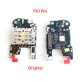 Original For Huawei P30 Pro SIM/SD Card Reader Tray Holder Board Replacement Parts With Mic Microphone Flex Cable. 