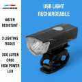 Bicycle Light USB Rechargeable 300 Lumens 3 Mode Bicycle Front Light Lamp Waterproof 6000K Bike Headlight Cycling LED Flashlight. 