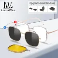 LouisWill 3 In 1 Sunglasses Men Polarized Sunglasses Night Vision Eyewear Upgraded Foldable Lens Magnetic Sun Glasses Frame Spectacles Unisex Anti-UV Spectacles Fashion Eyeglass Outdoor Travel Sports Running Hiking. 