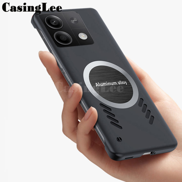 For Redmi Note 13 Pro Plus case Ultra Thin Frameless Case Matte Adsorption Metal Heat Dissipation Ring For Redmi Note 13 Pro Back Cover Phone Cases
