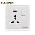 Multi plug base 13A FULINMEN brand switch UK type electrical socket with indicator light. 
