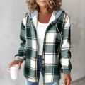 DESCENTE Women Plaid Jacket Stylish Plaid Print Hoodie Coat for Women Warm Cozy Winter Cardigan for Daily Wear Fashion Trend Plaid Hooded Women Coat. 