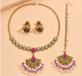 【Cheap】Fashionable Dongfeng Fan-shaped Elegant Head Chain Earrings Necklace Women's Jewelry suit 1215. 