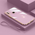 For Huawei Nova 3i Cover with Wrist Strap Fashion Shiny Plating Square Bumper Girls Phone Case Soft TPU Silicone Shockproof Protective Back Cover. 