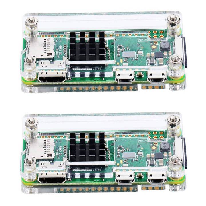 2X Acrylic Case 4 in 1 Kit for Raspberry Pi Zero W and Pi Zero with Heat Sink