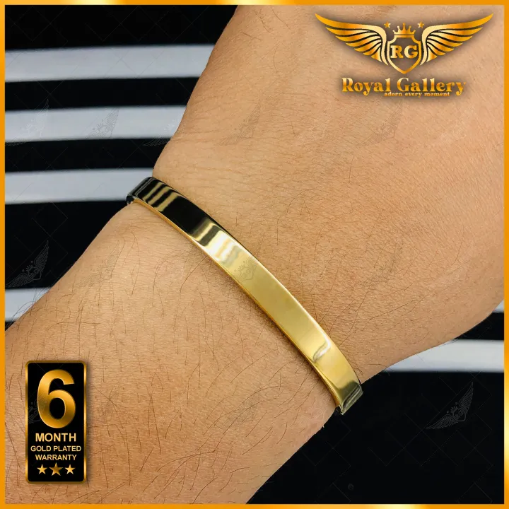 Gold Plated Plain Bangle For Men