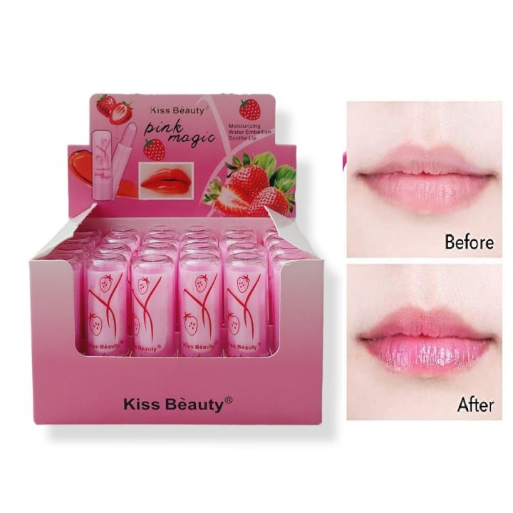 Kiss Beauty Pink Magic Moisturizing Lip Balm Water Embellish Soothe Lipstick Pink 2.5g