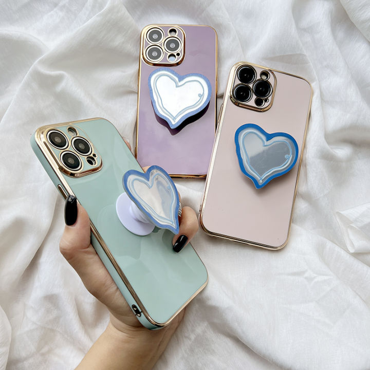 MiniCase%20For%20Samsung%20Galaxy%20A03s%20Shining%206D%20gold-plated%20three-dimensional%20love%20heart%20type%20makeup%20mirror%20blue%20brush%20stroke%20airbag%20station%20mobile%20phone%20back%20cover%20square%20cover%20girls%20and%20boys%20gift%20soft%20hard%20waterproof%20anti-fall%20protective%20case%20-%20Image%204